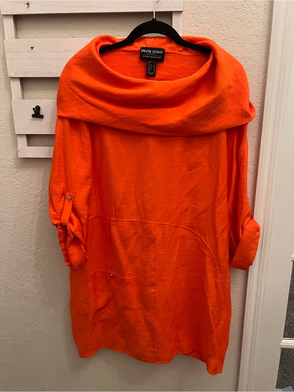 Frank Lyman Montréal Orange Cowl Neck Tunic Top Size 12 Style 147442 Canada